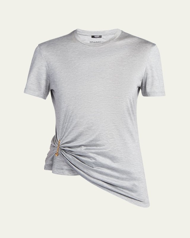 Medusa Pin-Gathered Jersey T-Shirt